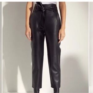 Babaton faux leather pants with tie belt